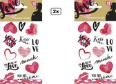 24x Tattoos Liefde - nep tatoo - Festival Kiss landen Love thema feest fun plakplaatjes verliefd trouwen