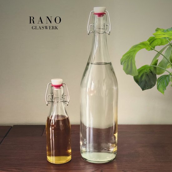 RANO - 12x beugelfles 1000ml / 1 liter | porseleinen dop | Luchtdicht | fles met beugelsluiting | beugelflessen | weckfles | inmaakfles | sapfles | glazen flesjes met dop | decoratie