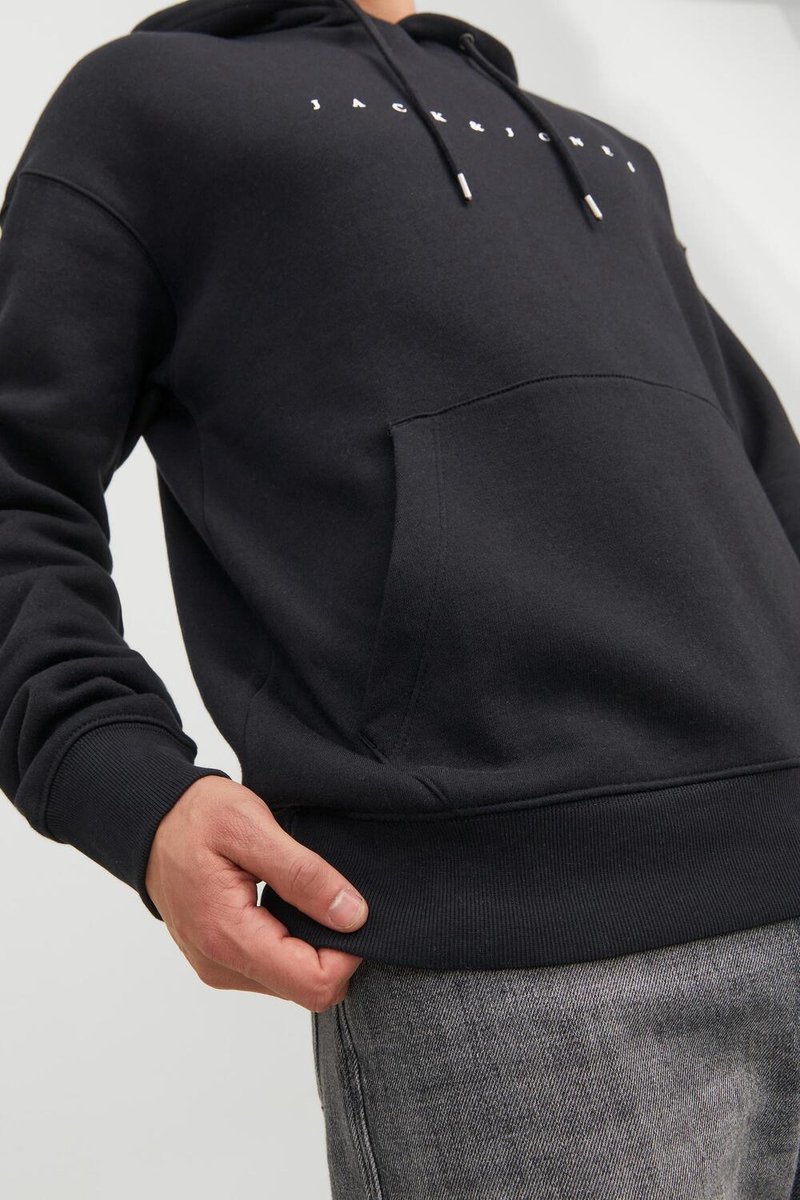 JACK & JONES Star jj sweat hood regular fit - heren hoodie katoenmengsel met capuchon - zwart — afbeelding 22