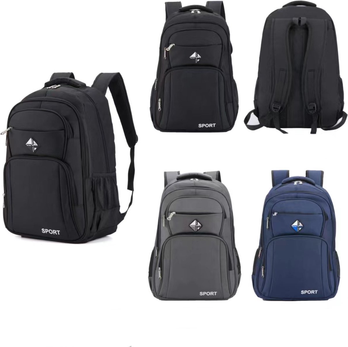 Angel Sport Grote Rugzak Unisex Nylon Zwart 16,4 inch Laptop - (800-6) - 30x15x52cm -