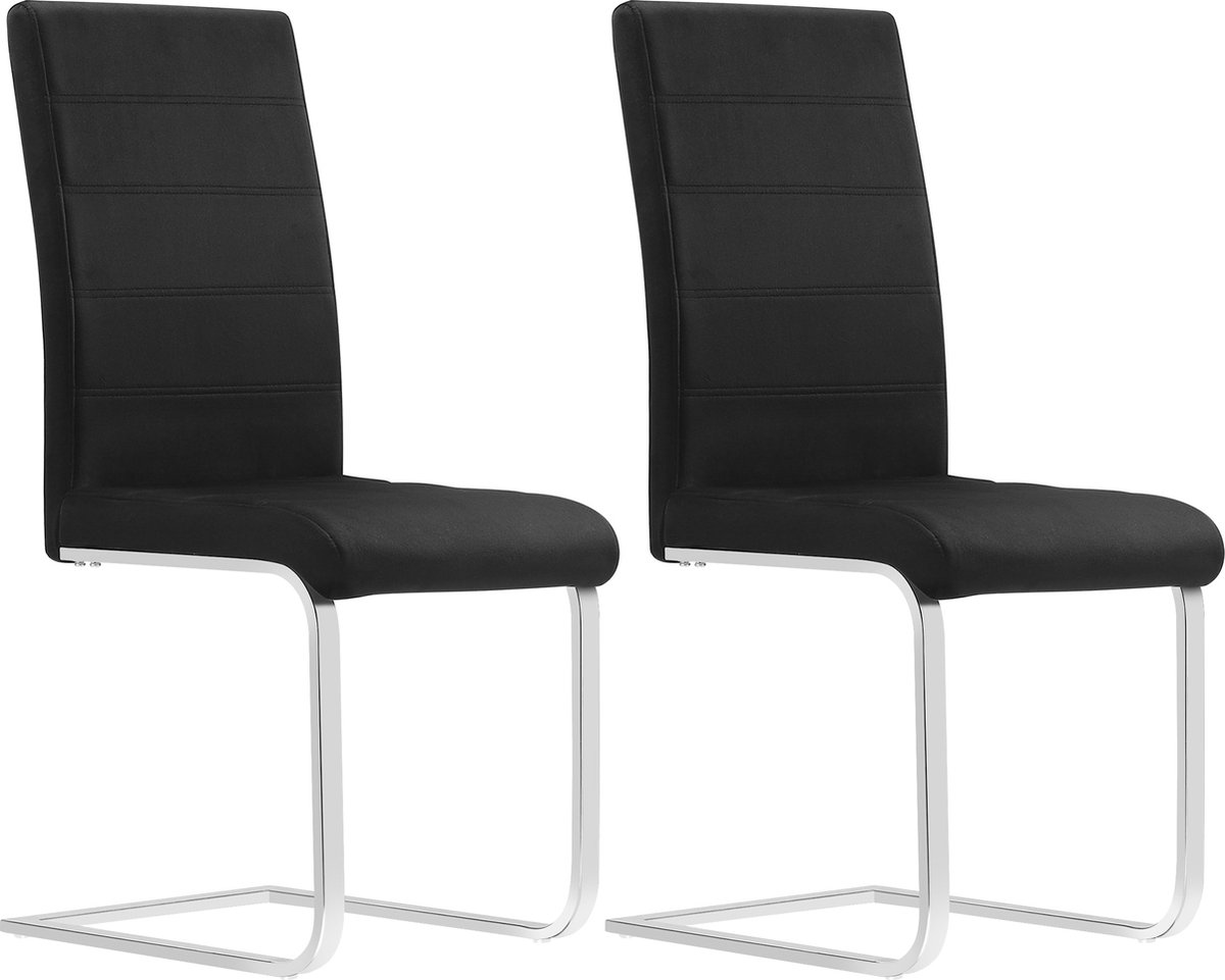 Kamyra® Set van 2 Velvet Eetkamerstoelen - Eetkamerstoel - Stijlvol, Ergonomisch & Comfortabel - Zwart