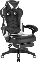 Chaise de jeu de Luxe GoobiSales - avec repose-pieds - appui-tête - ergonomique - bureau de jeu - chaise de bureau - réglable - matériau de haute qualité et durable - Sièges de jeu - course - chaise de Gaming - Zwart/ Wit