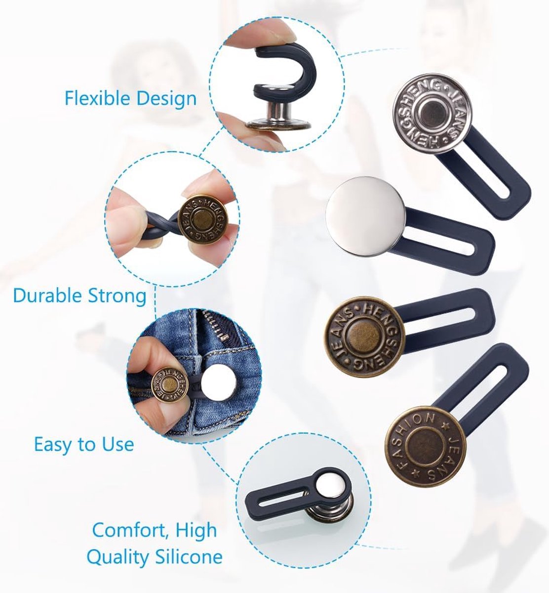Eenvoudige Installatie Elastische Taille Extenders 5 stks Broek Knop Extenders met Verwisselbare Taille Band voor Mannen Vrouwen