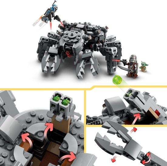LEGO Star Wars Spider Tank actiescène en detail shots van de bouw.