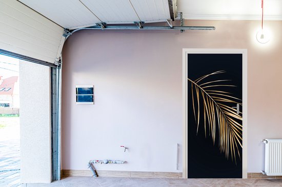 Sticker de porte Plantes - Or - Zwart - Feuilles - Luxe - 80x205 cm - Affiche de porte