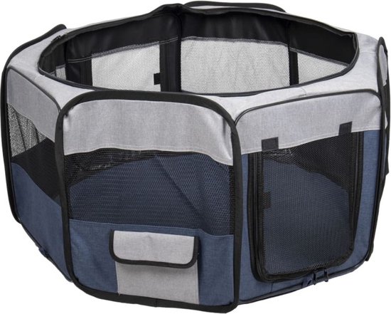 Flamingo Ren Flavio M - Blauw - 84 x 84 x 43 cm - Veilig en Ruime ren voor puppies, kleine honden en knaagdieren