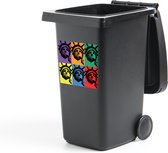 Container sticker Warhol-like - Zes keer het vrijheidsbeeld Klikosticker - 40x40 cm - kliko sticker - weerbestendige containersticker