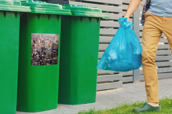 Container sticker New York (vierkant) - Manhattan van boven Klikosticker - 40x40 cm - kliko sticker - weerbestendige containersticker