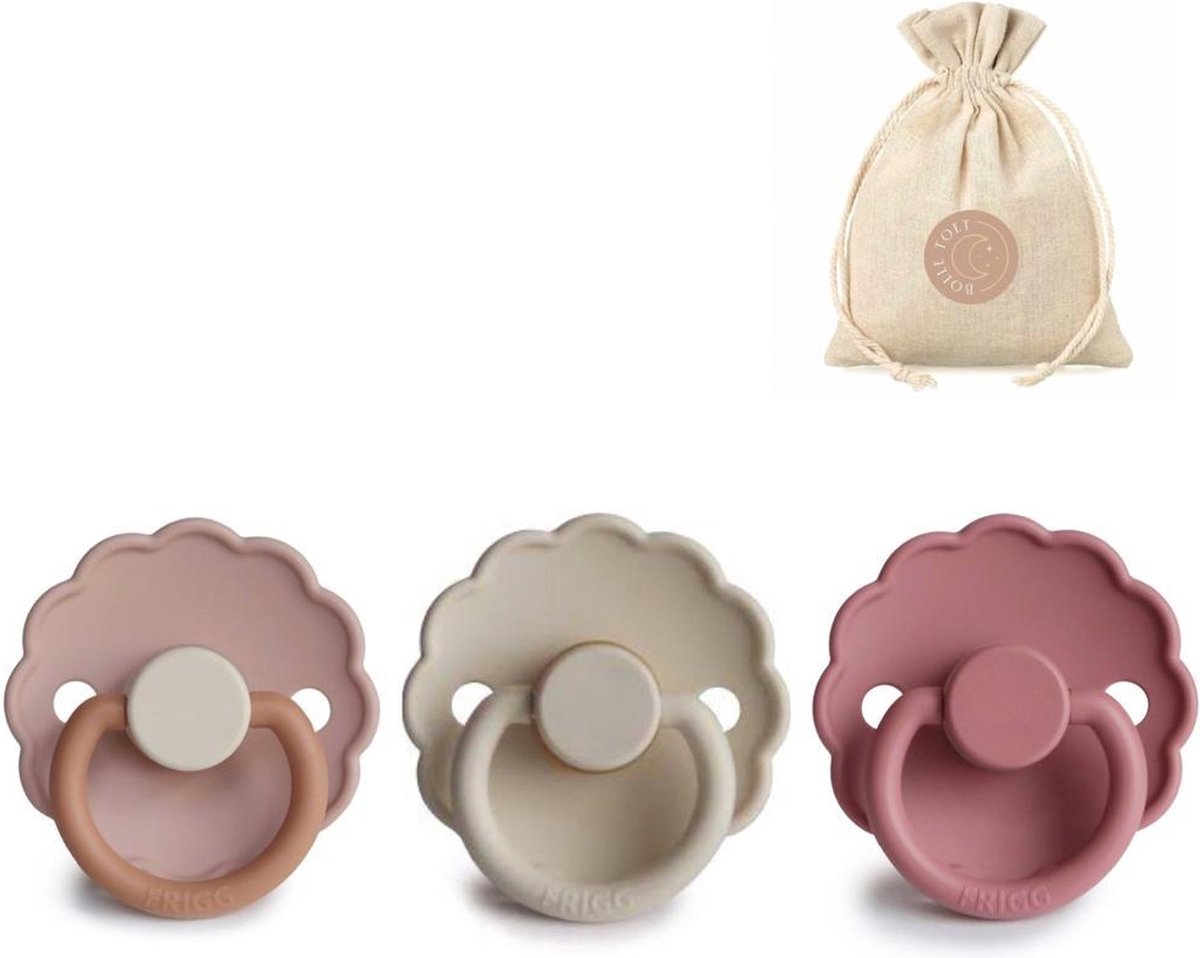 Goedkoopste FRIGG fopspenen T1 BolleToet speenzakje - biscuit, crème, powder blush - 0-6 maanden