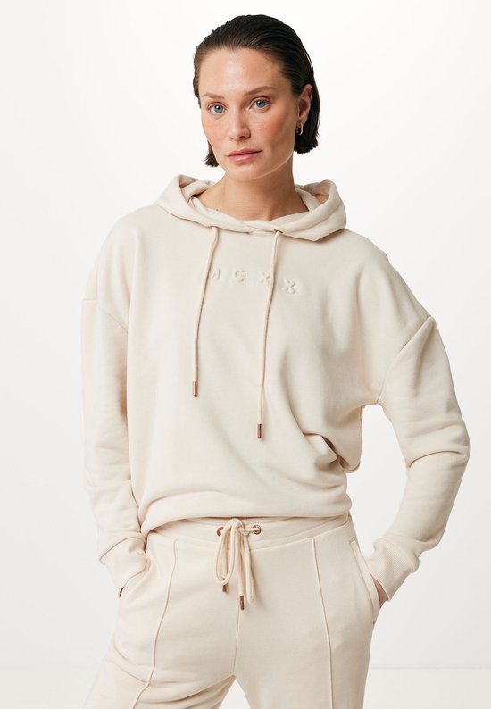 Mexx Dropped Shoulder Hoodie With Embossing Dames - Cream