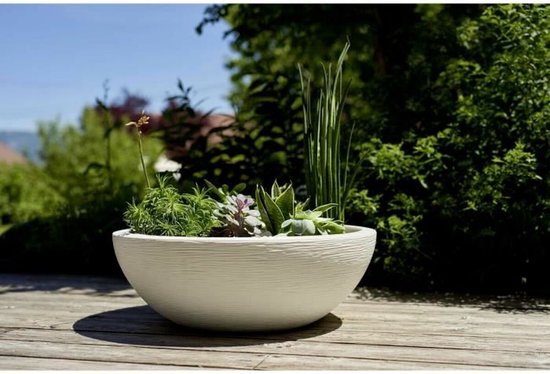 Bloempot EDA Ø 59 cm Wit Plastic Cirkelvormig
