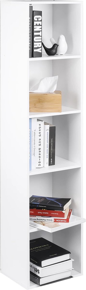 Boekenkast Feodosiy - Opbergrek -5 Lagen - Open Planken - Kantoor - Woonkamer - Slaapkamer - 30x24x132 cm - Wit