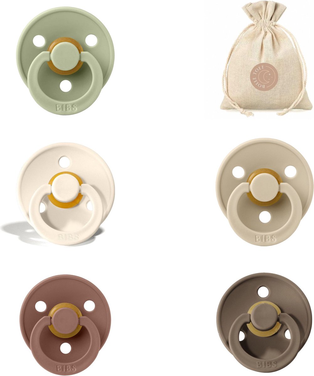 Goedkoopste BIBS fopspenen T1 speenzakje BolleToet - ivory, vanilla, dark oak, woodchuck en sage - 0-6 maanden