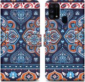 Cadorabo Hoesje geschikt voor Samsung Galaxy M31 - Design Blauwe Mandala No. 1 - Beschermhoes Case Cover met magnetische sluiting, standaardfunctie en kaartvakje