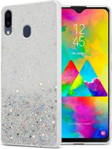 Cadorabo Hoesje geschikt voor Samsung Galaxy M20 in Transparant met Glitter - Beschermhoes van flexibel TPU silicone met fonkelende glitters Case Cover Etui