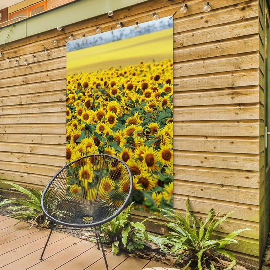 Tuinposter - Bloemen - Zonnebloemen - Tuindecoratie - Bloemenveld - 120x180 cm - Tuinschilderij - Tuindoek