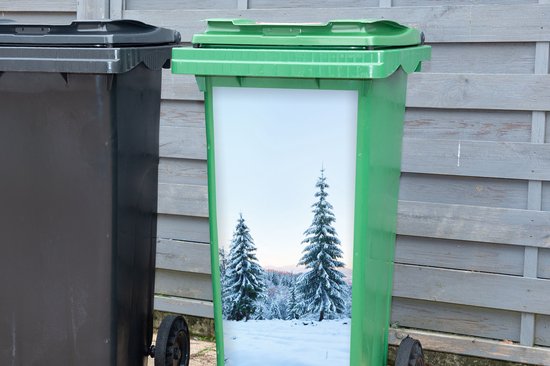 Autocollant pour conteneur Hiver - Neige - Arbres - 44x98 cm - Autocollant Kliko