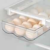 Uittrekbare eierhouder, voor koelkast, eieren, organizer, uittrekbare eieropbergdozen met glijrail en handgreep, koelkastopbergdoos voor koelkast, vriezer, keuken