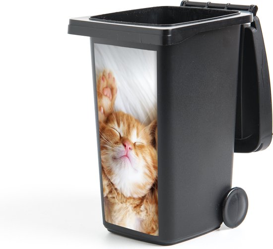 Container sticker Kat - Rood - Huisdieren - Kitten - 38x80 cm - Kliko sticker