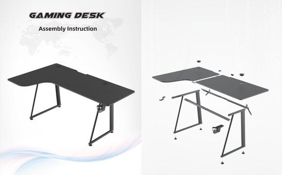 Jeu de bureau Hugo - Bureau d'angle en L - 160 cm x 60 cm