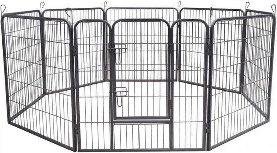 Puppyren hondenren 6,4mtr. Omtrek - 80cm hoog - zwart gecoat