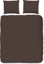 Luxe katoen/satijn dekbedovertrek uni bruin - 200x200/220 (tweepersoons) - prachtige kleur - subtiele glans - chique uitstraling - heerlijk zacht en soepel - hoogwaardige kwaliteit - huidvriendelijk en duurzaam - optimale slaapcomfort