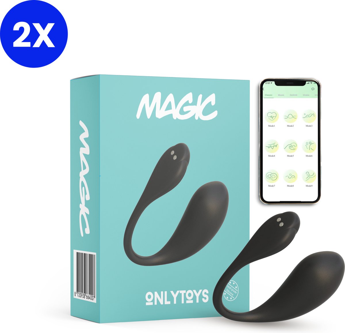 Magic™ - Duo Set - Zwart Vibrerend Tril Ei met App - Sex Toys voor Koppels  afbeelding