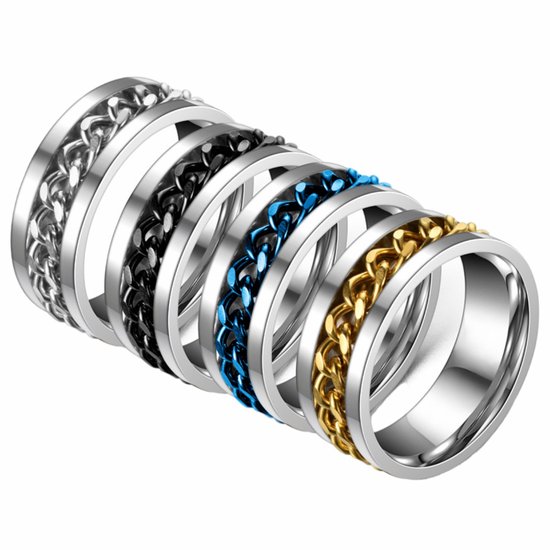 Fako Bijoux® - Fidget Ring - Anxiety Ring - Angst Ring - Stress Ring - Spinning Ring - Draairing - RVS - Zilver - EU:57 - USA:8 - 18mm - Fako Bijoux®
