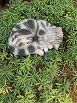 kattenbeeld slapende grijs cyper van Farmwood 12x28x20cm