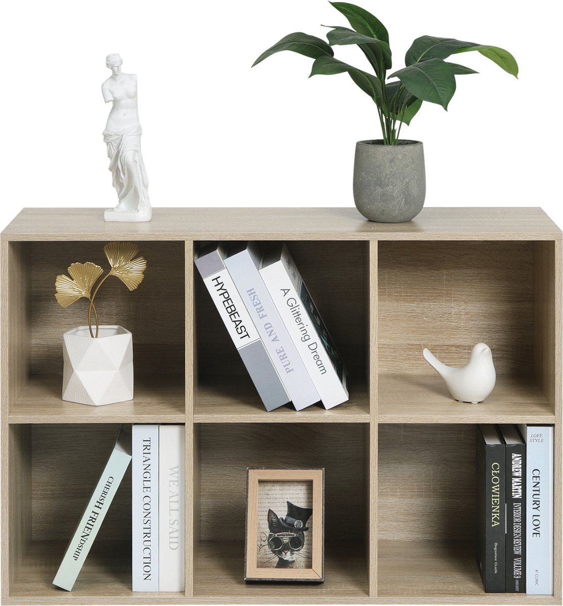 Etagère Rootz sonoma pour livres 2 compartiments bois MDF