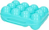 Boîte à œufs Plasticforte - porte-œufs organisateur de koelkast - 12 œufs - bleu - plastique - 20 x 19 cm
