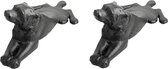Esschert deurstopper liggende hond - 2x - 0.6 kg - gietijzer - zwart - 18 x 8 x 6 cm