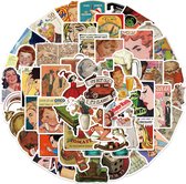 Vintage Stickers - 52 stuks 4x6CM - Amerikaans Retro Reclames, Series, Cartoons, Pop Art stickers Set voor Volwassenen
