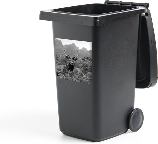 Container sticker Hert in herfstachtig gebied - zwart wit - 40x40 cm - Kliko sticker