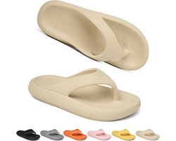 Geweo Badslippers - Slippers Heren - Antislip Zachte Zomer Teenslippers - Khaki - Maat44/45