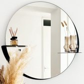 Indusigns Spiegel Rond - Wandspiegel met plank - Muurspiegel / Mirror / Glas Ø65cm / Zwart / Groot / Organisch / Staal / Metaal / Design / Woondecoratie / Plankje / Uniek / Interieur - Modern / Industrieel - Hal / Toilet / Wc / Woonkamer / Slaapkamer