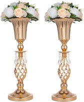 2 Pack Hoge Kwaliteit Luxe Vazen 20 "Tall Gold Flower Stand Road Guide Metalen Flower Stand voor Bruiloft Receptie Bruiloft Center