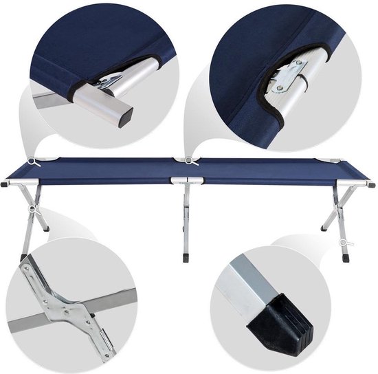 NordFalk veldbed XL 190 x 64 cm - Campingbed - Stretcher - Kampeerbed - Extra stevig aluminium - Blauw van NordFalk — afbeelding 4