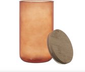 Glazen voorraadpot met bamboe deksel - 1 liter - ø 10 x 18,4 cm - Sluit lucht dicht af - Oranje