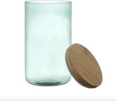 Glazen voorraadpot met bamboe deksel - 1 liter - ø 10 x 18,4 cm - Sluit lucht dicht af - Blauw