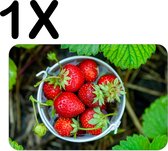 BWK Stevige Placemat - Bakje Aardbeien Tussen de Plantjes - Set van 1 Placemats - 45x30 cm - 1 mm dik Polystyreen - Afneembaar