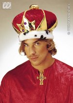 Widmann - Koning Prins & Adel Kostuum - Kroon Koning Van Rood Fluweel - Rood - Carnavalskleding - Verkleedkleding