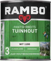 Rambo Pantserbeits Tuinhout Zijdeglans Dekkend - Gelijkmatig Vloeiend - Wit - 0.75L