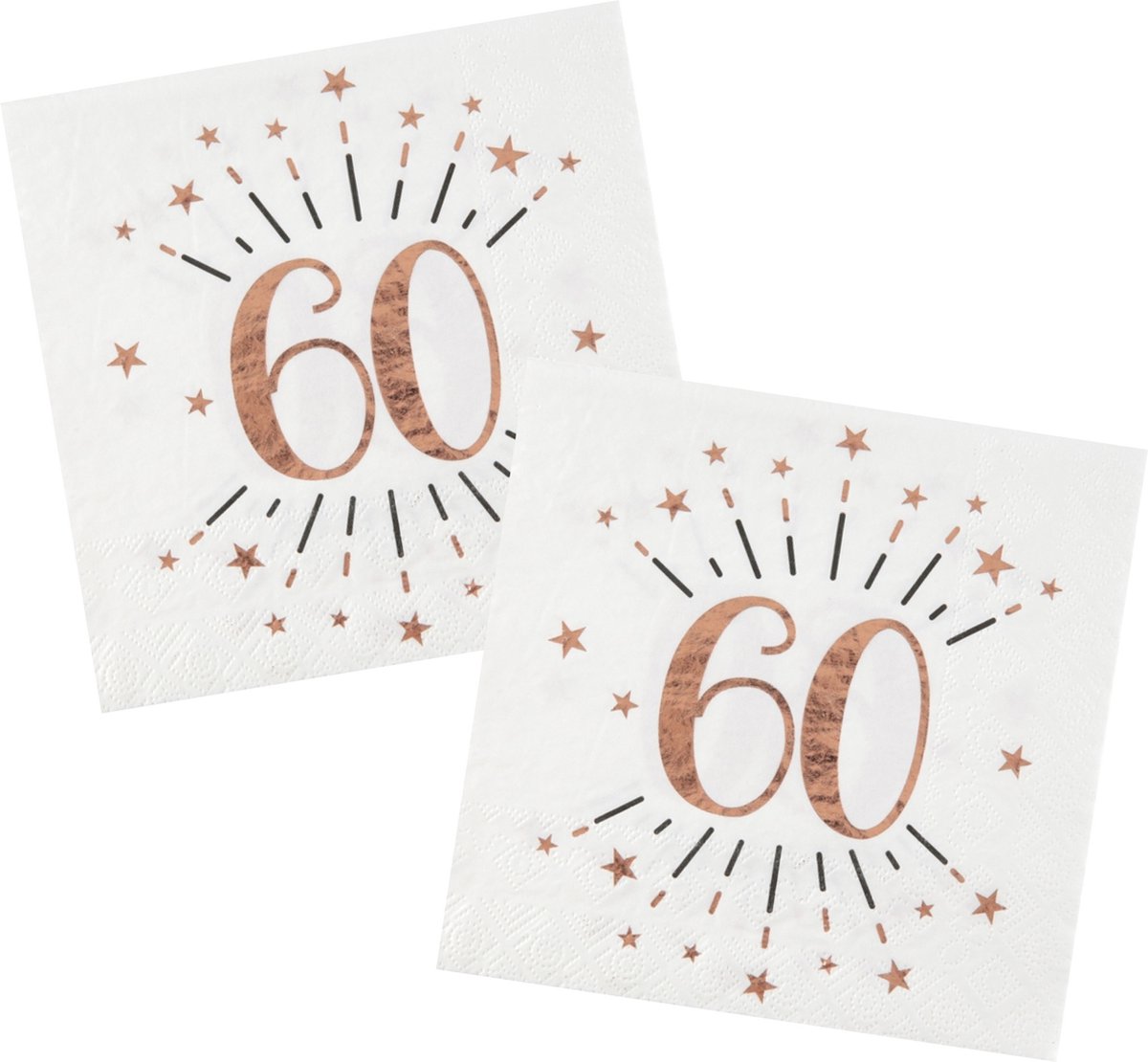 Verjaardag feest servetten leeftijd - 50x - 60 jaar - rose goud - 33 x 33 cm