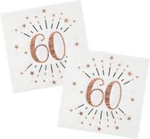 Serviettes de fête d'anniversaire âge - 50x - 60 ans - or rose - 33 x 33 cm