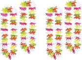Guirlande de fleurs/couronne Hawaï - 8x - colorée - 50 cm - plastique - fête à thème Hawaï