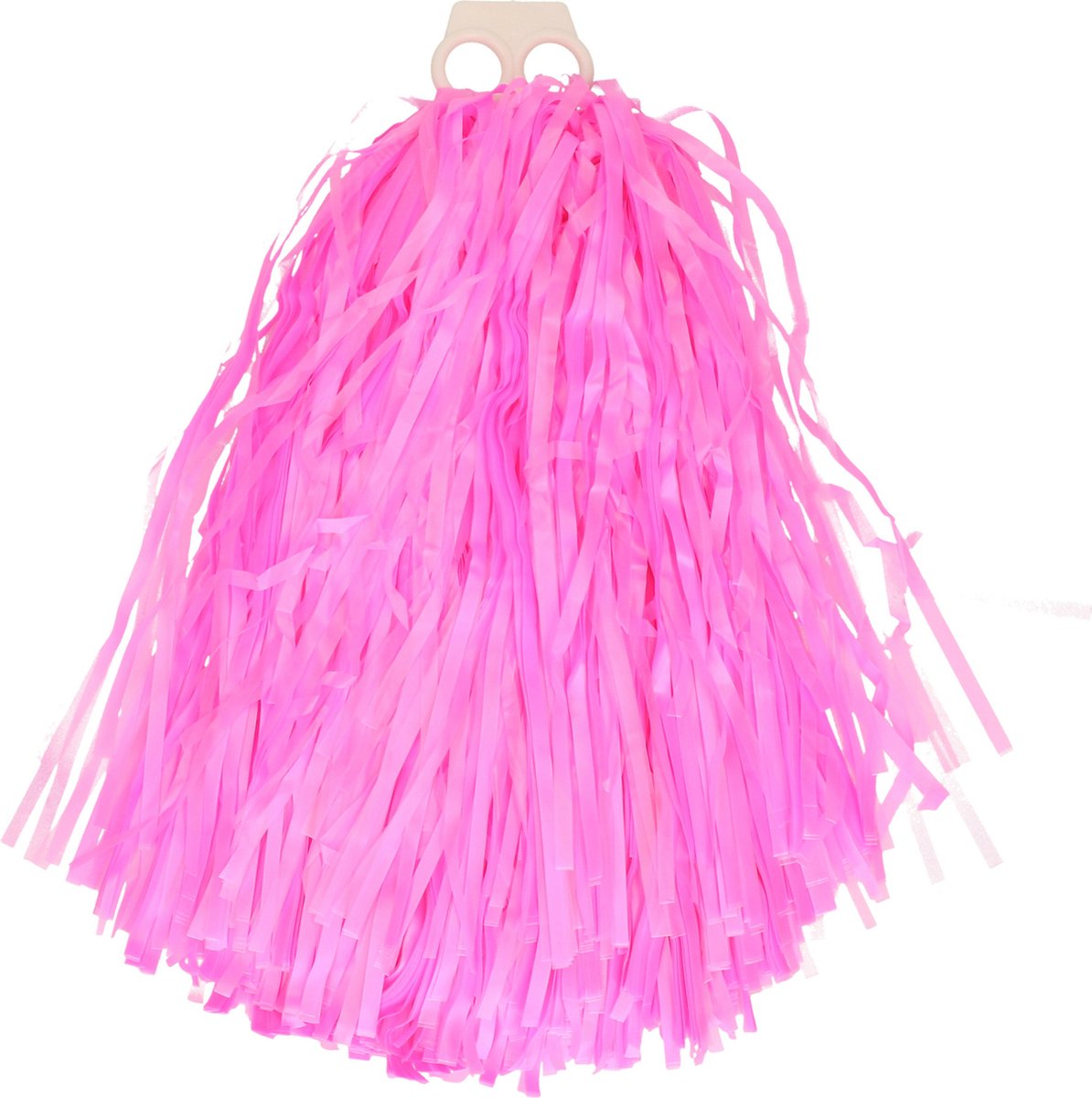 Cheerballs/pompoms - 1x - roze - met franjes en ring handgreep - 28 cm