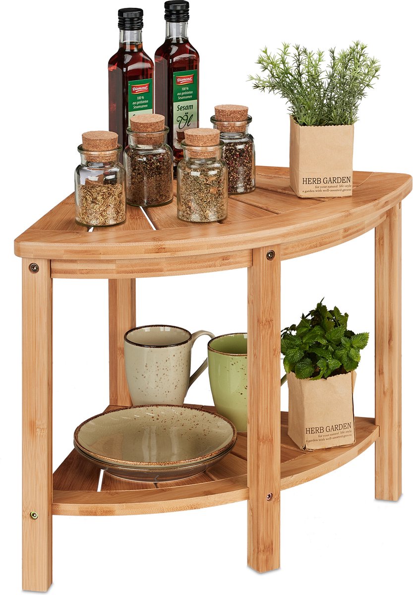 keukenrek aanrecht - organizer - 42 x 55 x 39,5 cm - staand - bamboe hoekrek
