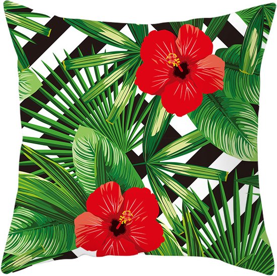 Bloemen lente kussenhoezen 50 x 50 cm set van 4 buitenkussens waterdicht linnen dubbelzijdige vierkante kussensloop decoratieve kussenhoes voor woonkamer bank auto bed tuin decor geschenken F220