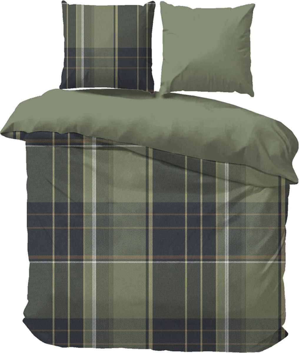iSleep Dekbedovertrek Mike - Eenpersoons - 140x200/220 cm - Groen